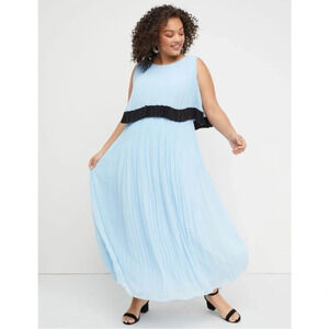 NWT LANE BRYANT Layered Pleated Sleeveless Maxi Dress